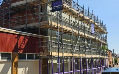 Scaffolding for Chimney Remedial Works & Exterior Painting in Long Buckby